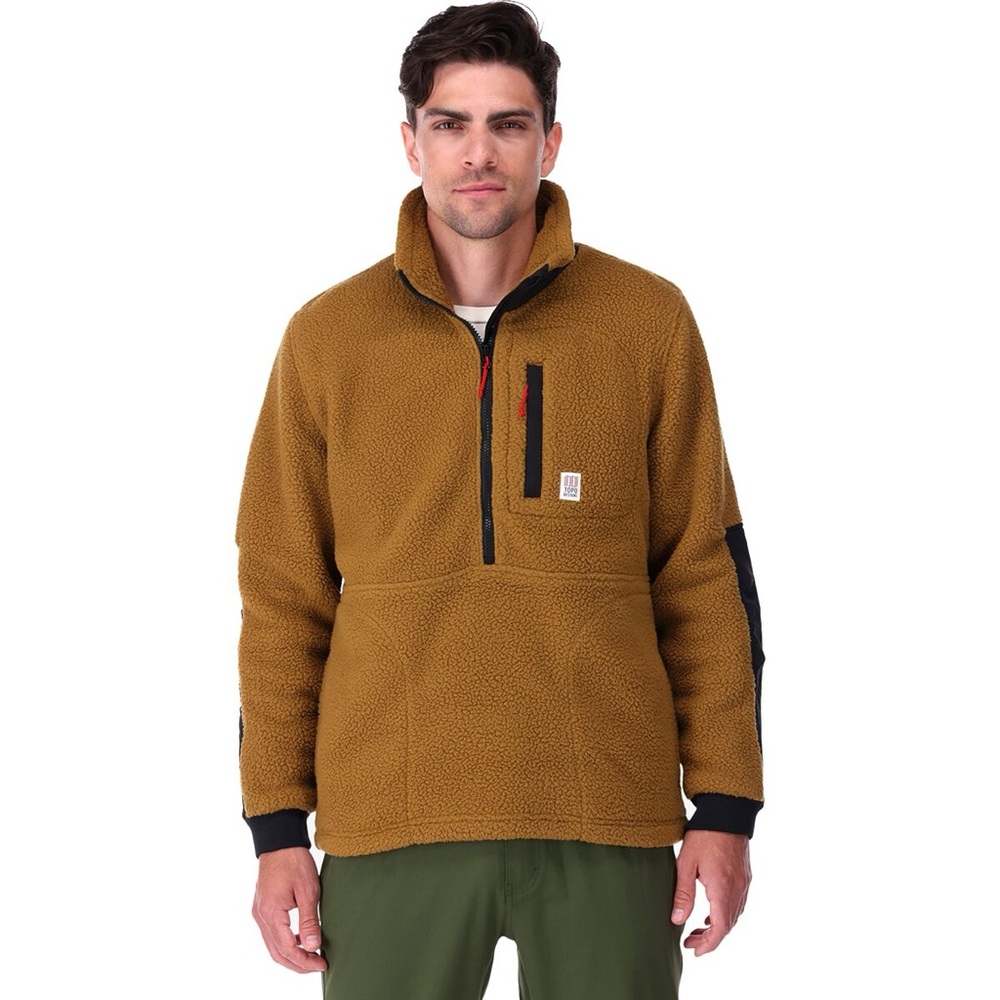 Topo Design - Mountain Fleece Pullover Jacket - Men's Small - Dark Khaki/Black